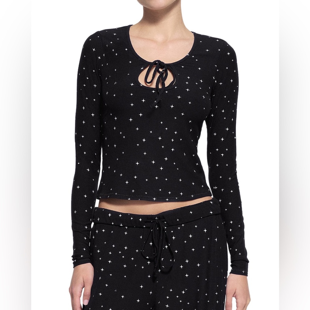SKIMS Black Starry Night lounge long sleeve top M